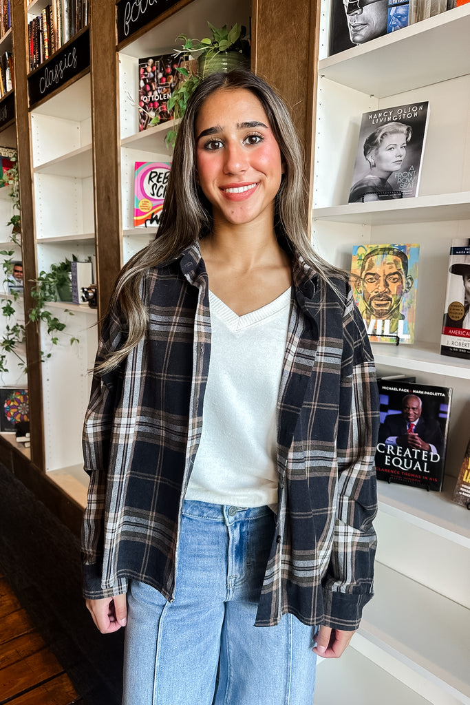 Hollis Plaid Top- Black