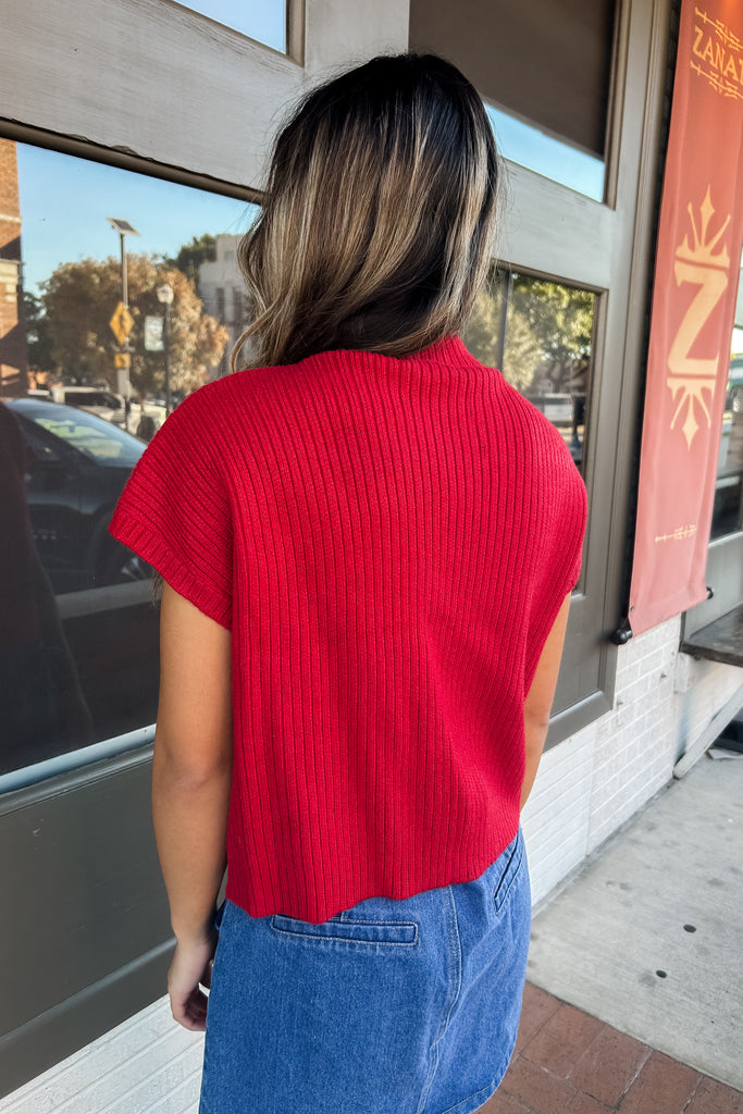 Selena Sweater Top- Red