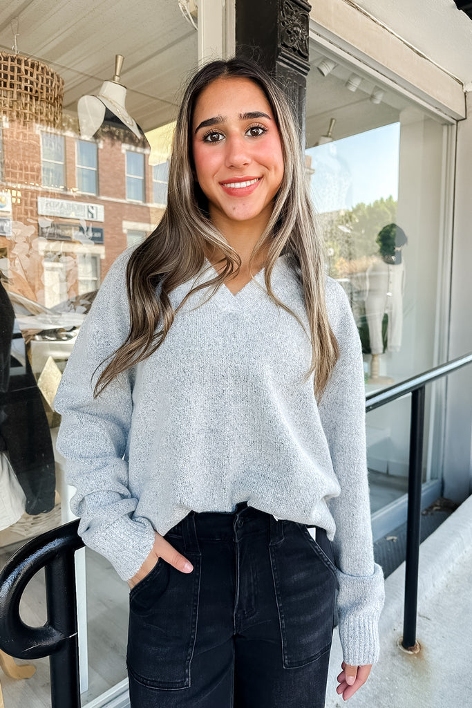 Ellis Sweater Top- Gray