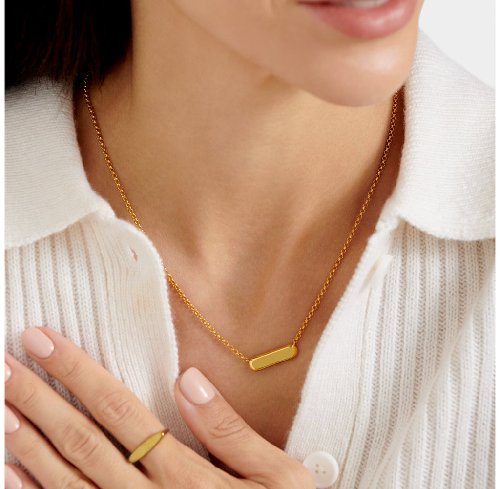 With Love Waterproof Gold Signet Necklace