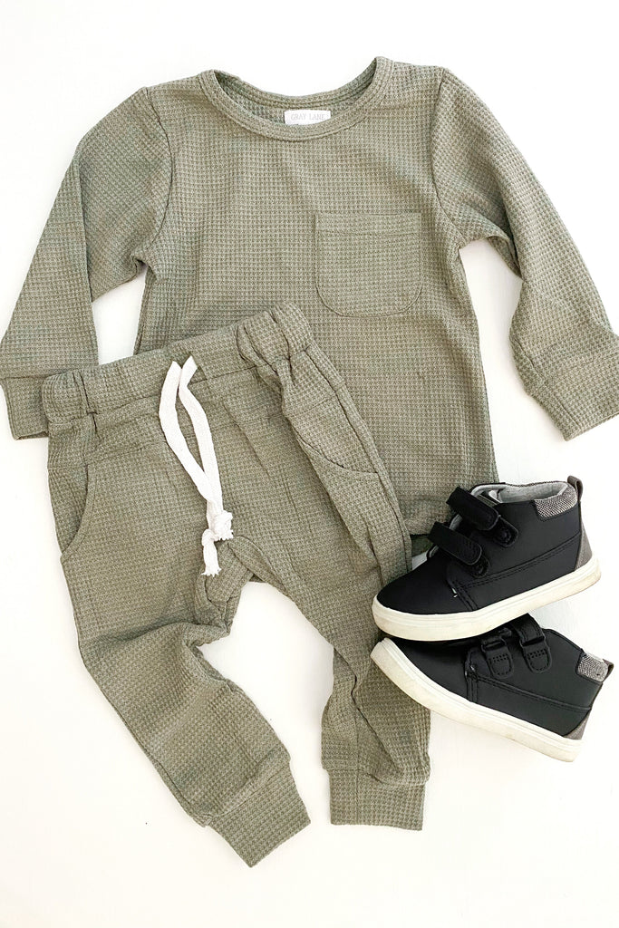 GL Waffle Knit Joggers- Rosemary