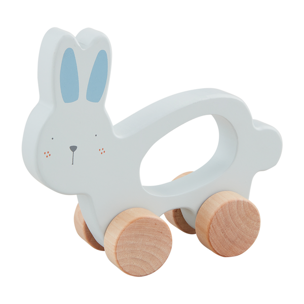 Wood Bunny Pull Toy- Blue