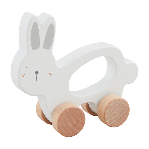 Wood Bunny Pull Toy- White