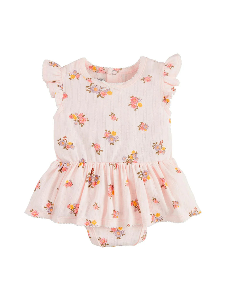 Pink Floral Skirted Onesie