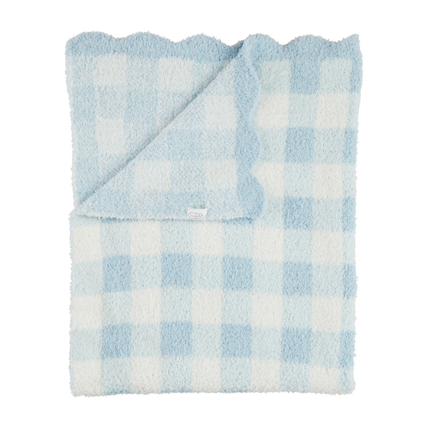 Gingham Chenille Blanket- Blue