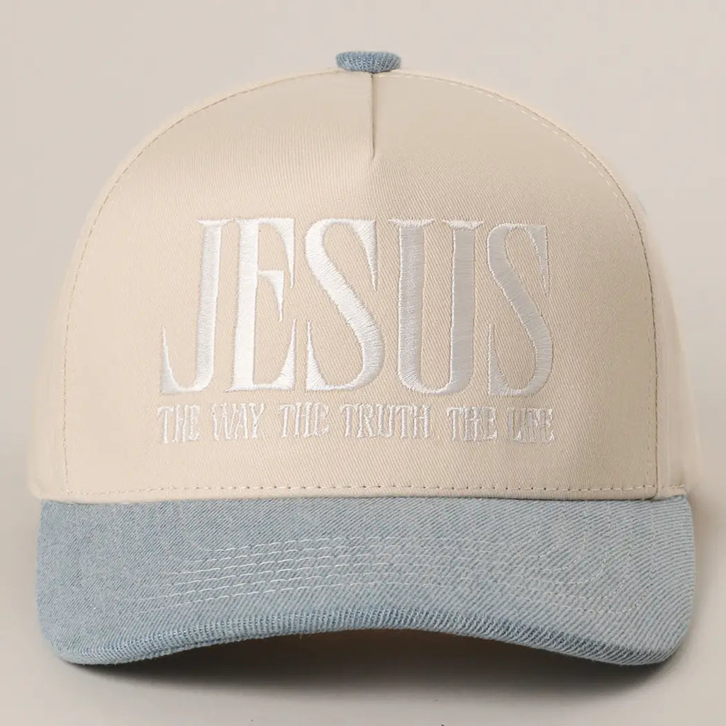 Jesus Typography Embroidered Trucker Hat