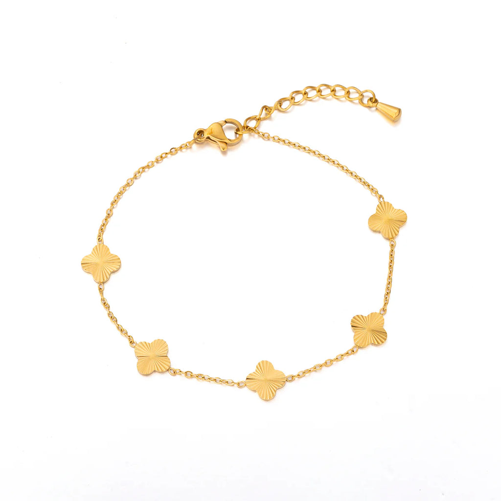 Classic Stainless Steel Flower Chain Link Bracelet