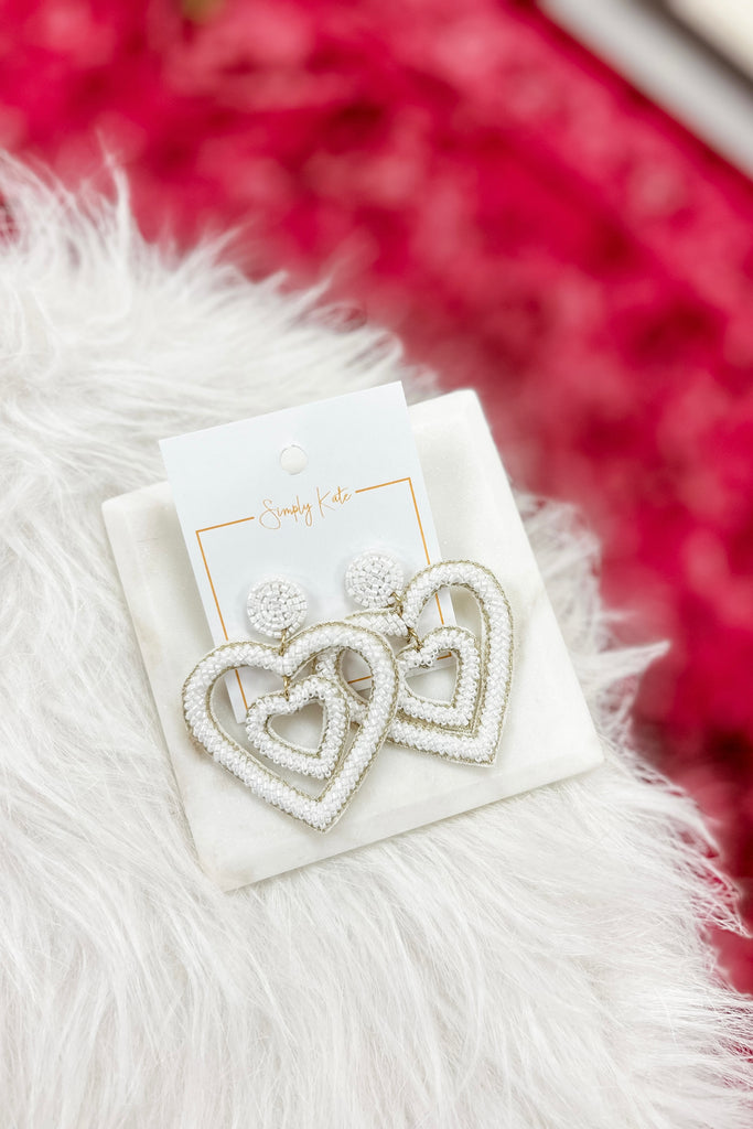 Hugs & Kisses Earrings- White