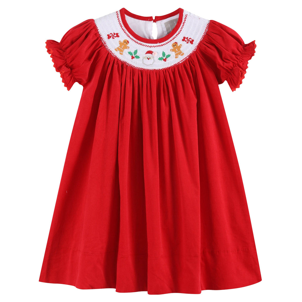 Red Velour Christmas Smocked Holiday Dress