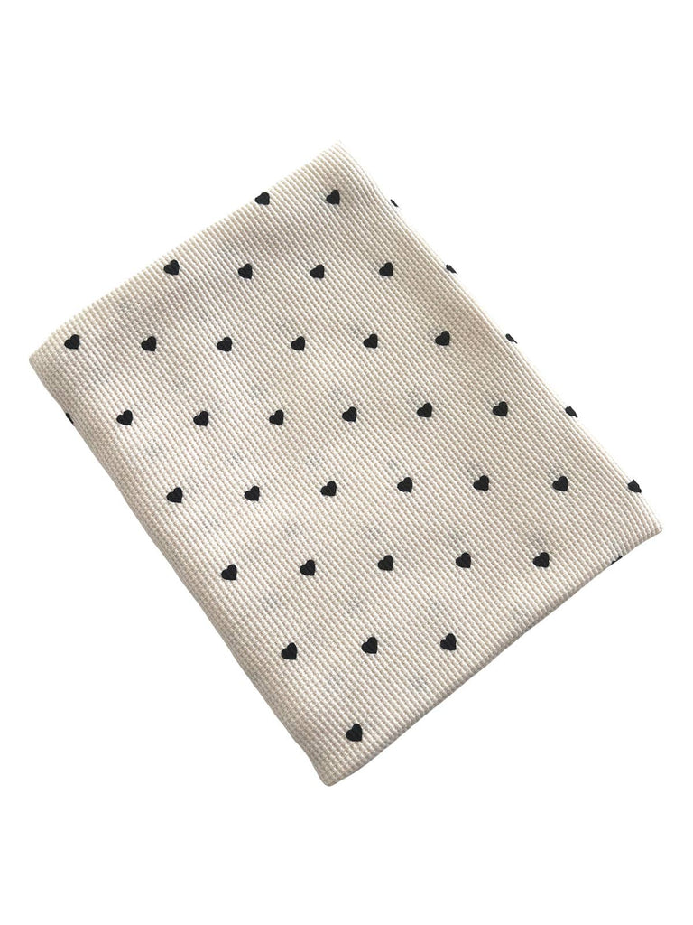 Organic Cotton Waffle Swaddle Blanket: Black Heart