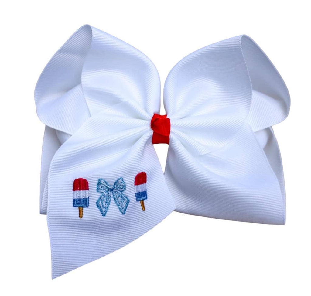 Bows and Popsicles Embroidered Bow : Alligator Clip / 5 inch