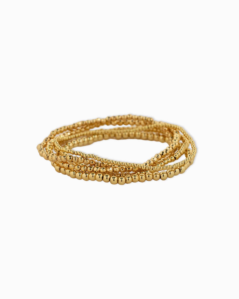 Gold Ball Beaded Stretch Bracelets Set