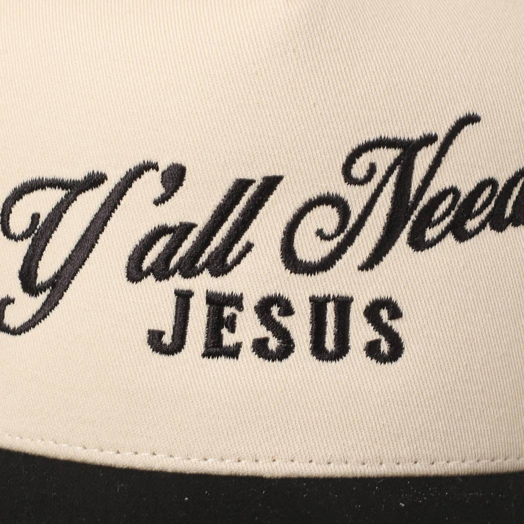 Y'all Need Jesus Lettering Embroidered Trucker Hat: Brown / ONE SIZE