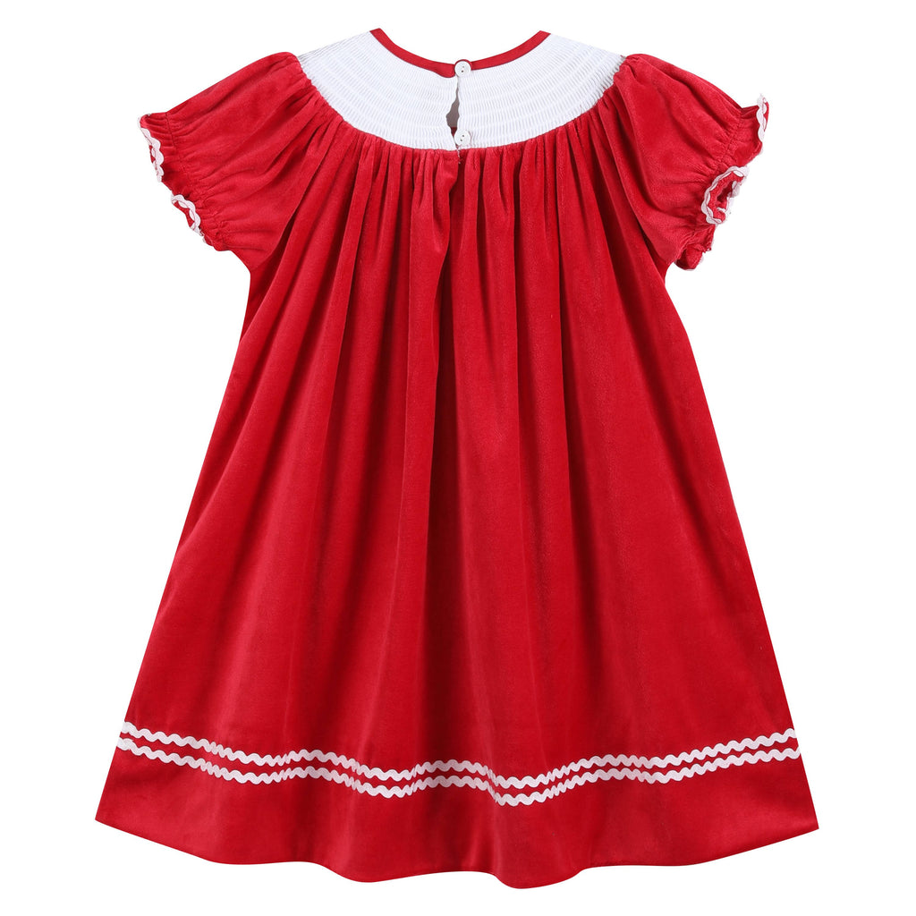 Red Velvet Christmas Nativity Smocked Dress