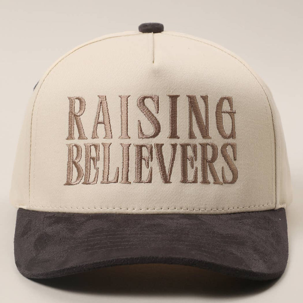 RAISING BELIEVERS Suede Two-Tone Trucker Hat: GRY / One Size