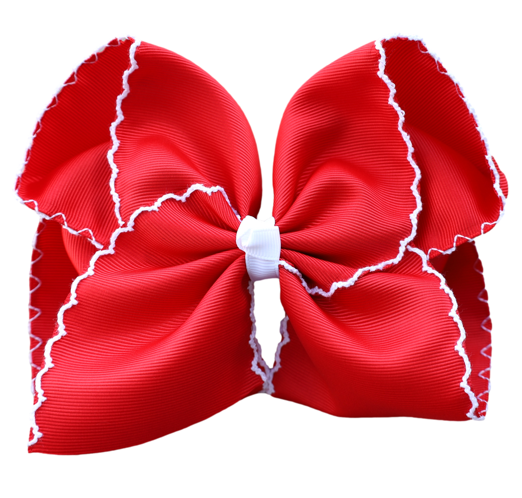 Red Moon Stitch Bow: Alligator Clip / 5 inch