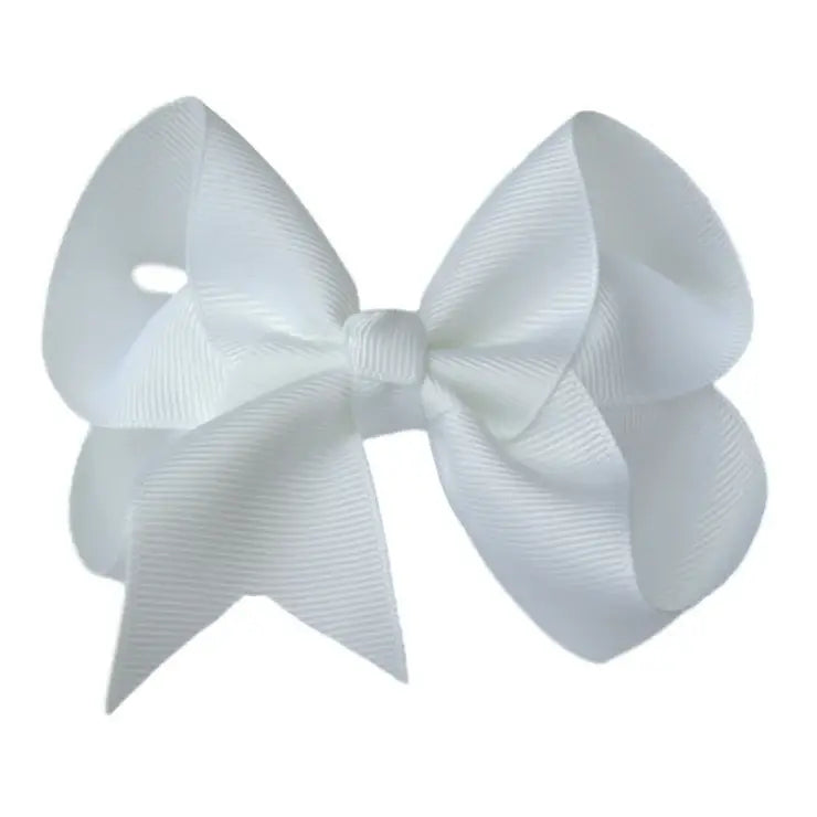 5 inch (1.5 inch Ribbon Width) Solid Grosgrain Bow: White / 5 inch (ribbon width 1.5"