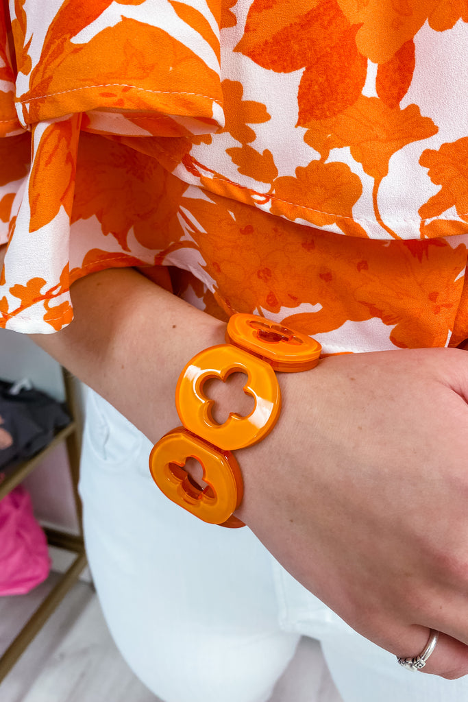 Becky Clover Bracelet- Orange