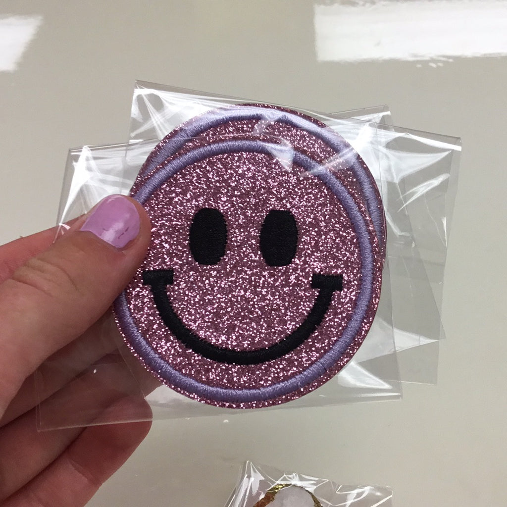 Iron On Smiley Face Patch-Purple