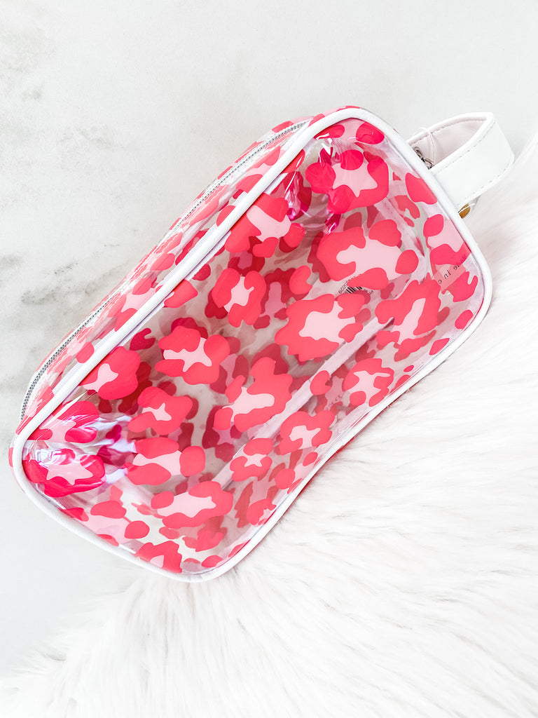 Glam Clear Print Bag- Leopard Pink