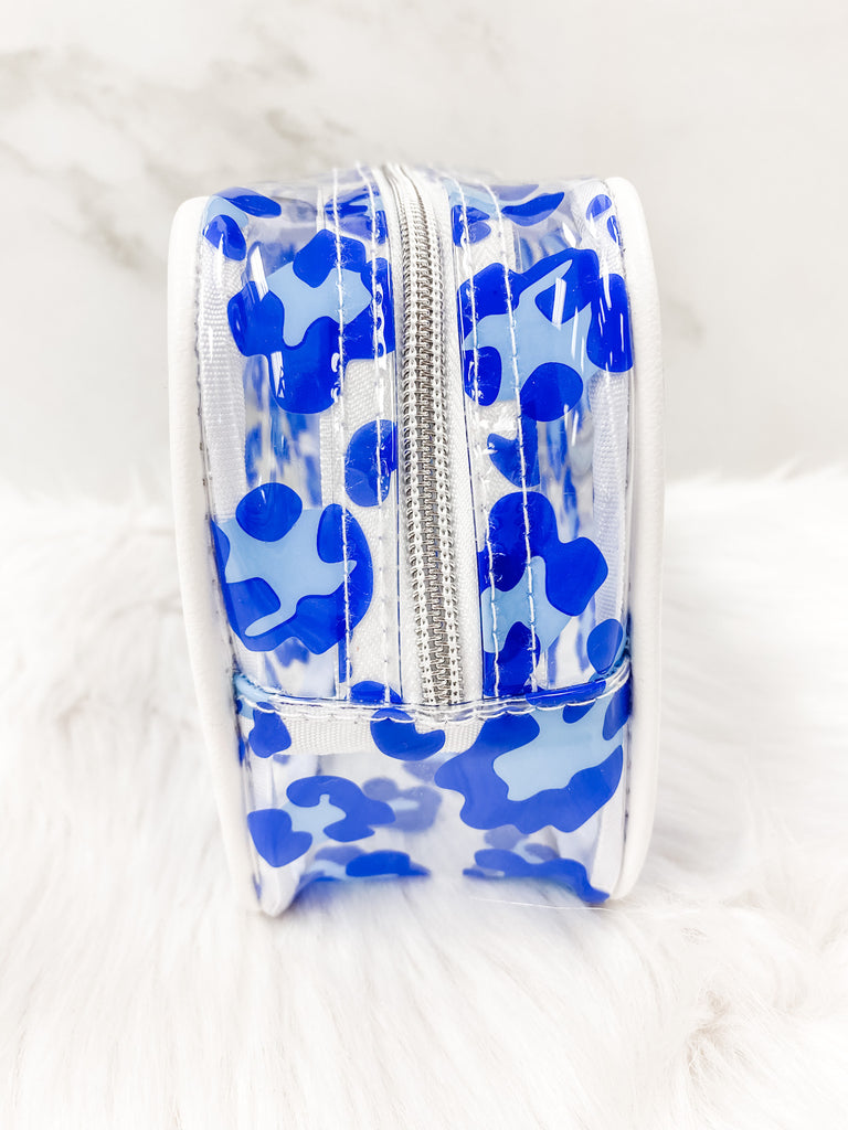 Glam Clear Print Bag- Leopard Blue